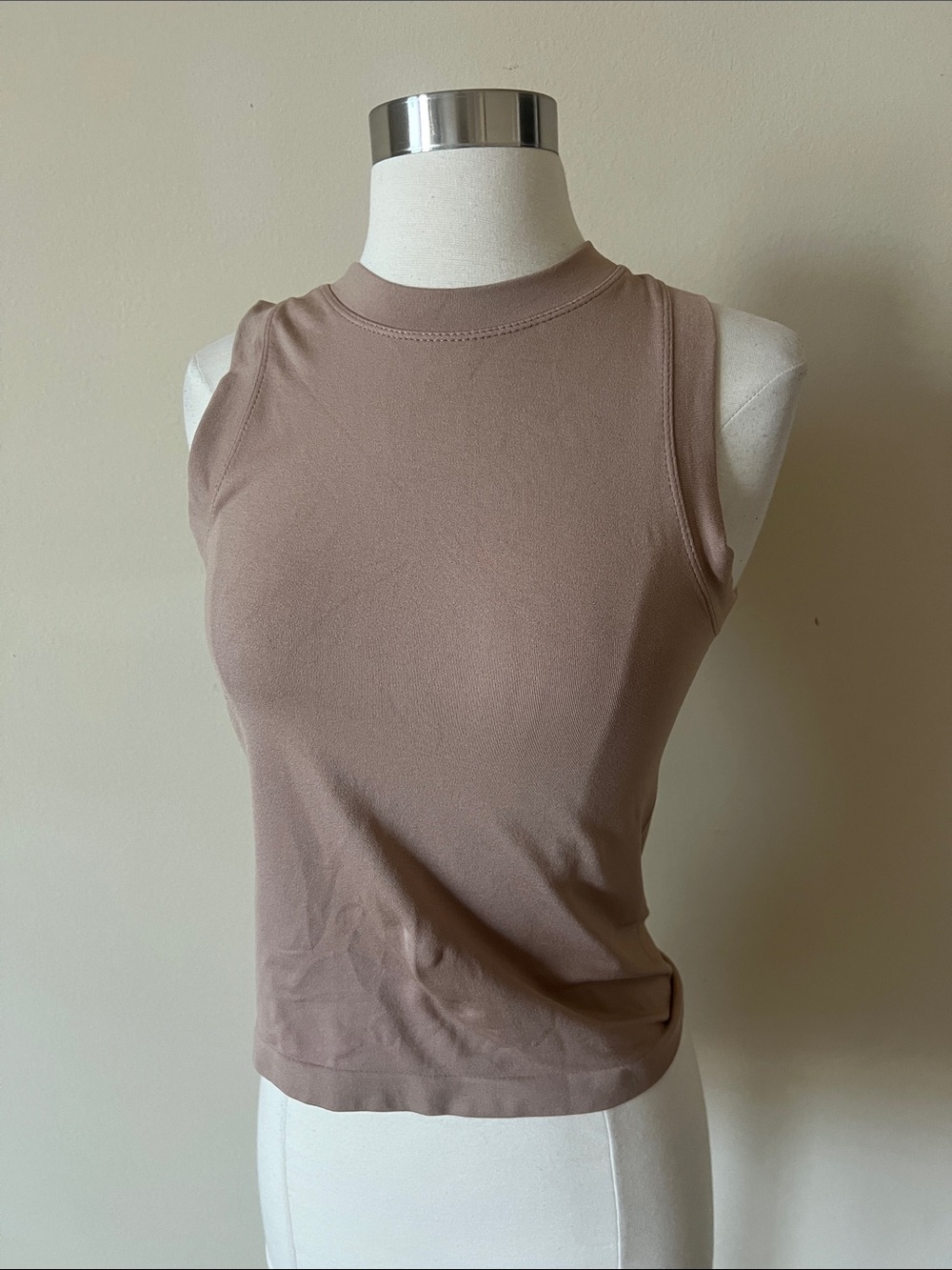 Sleeveless Crewneck Tank Top - Taupe